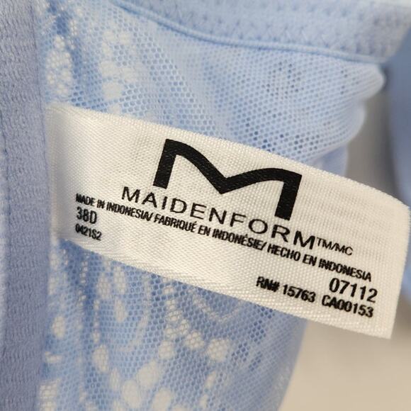 Maidenform Light Blue Lace Detail Bra Size 38D - Picture 3 of 4
